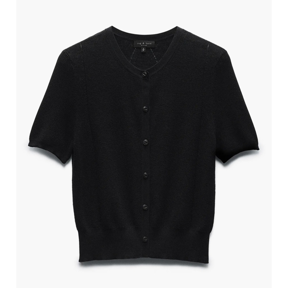 Rag and Bone Dina Short Sleeve Cotton Blend Cardigan